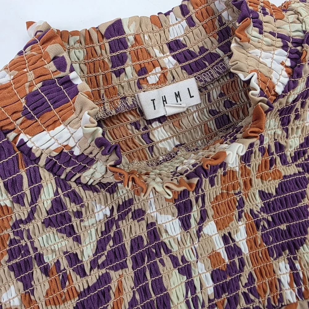 New Anthropologie THML Women's Purple and Orange Patterned Pocketed Dress XL - Picture 9 of 12